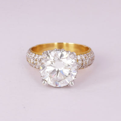 14K Lab Grown Diamond Round Solitaire Ring, 4 Ct, VVS/E | IGI Certified