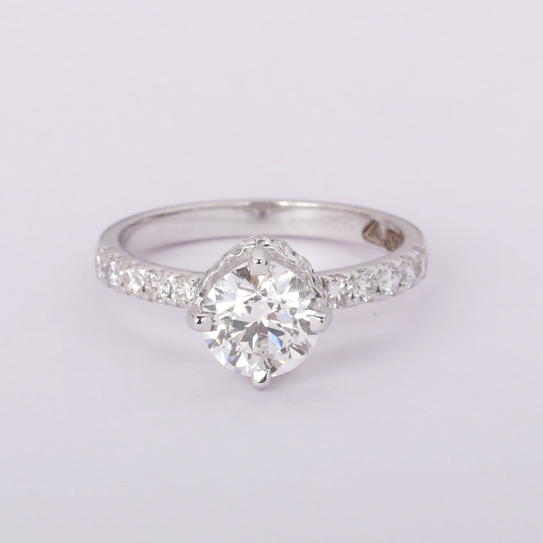 14K Lab Grown Diamond Round Petite Halo Ring | IGI Certified