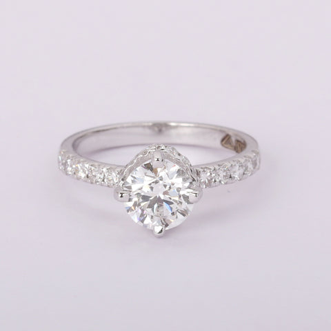 14K Lab Grown Diamond Round Petite Halo Ring | IGI Certified