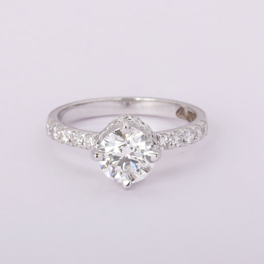 14K Lab Grown Diamond Round Petite Halo Ring | IGI Certified