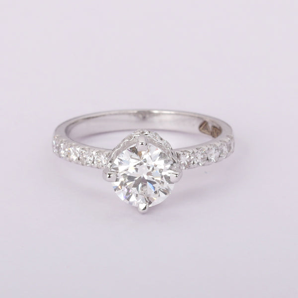 14K Lab Grown Diamond Round Petite Halo Ring | IGI Certified