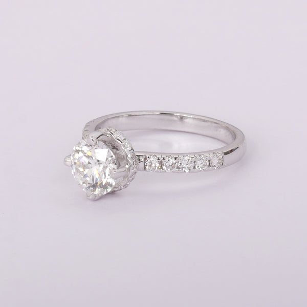 14K Lab Grown Diamond Round Petite Halo Ring | IGI Certified