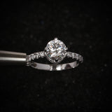 14K Lab Grown Diamond Round Petite Halo Ring | IGI Certified