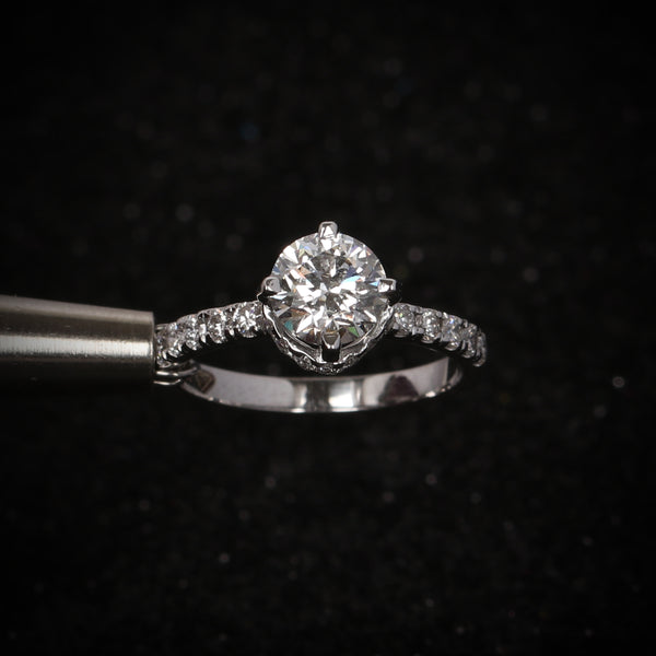 14K Lab Grown Diamond Round Petite Halo Ring | IGI Certified