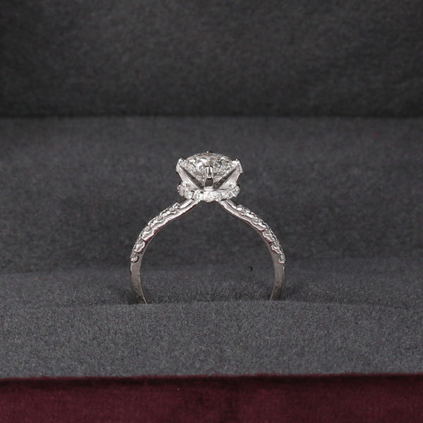 14K Lab Grown Diamond Round Petite Halo Ring | IGI Certified