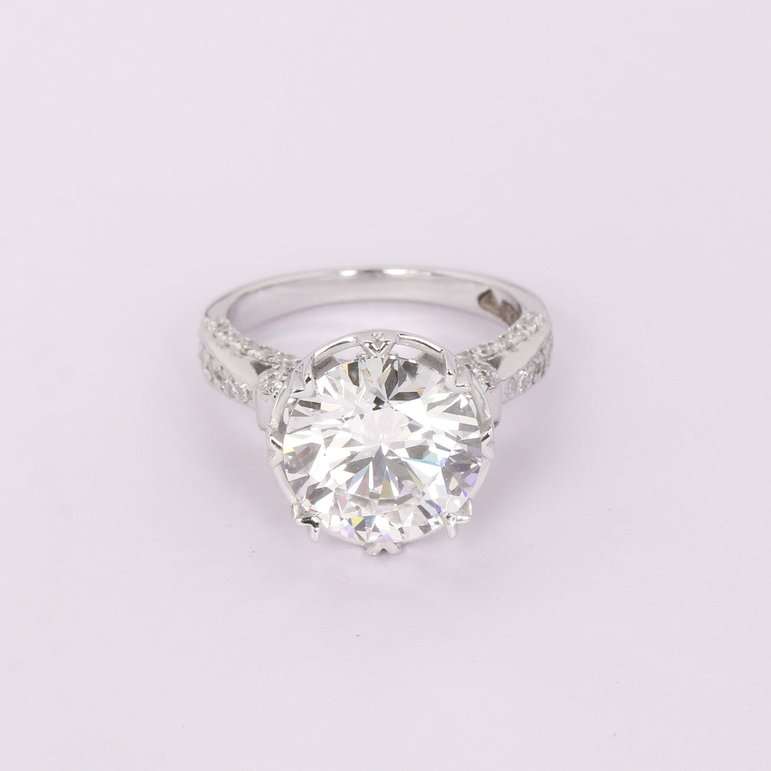 14K Lab Grown Diamond Round-Cut Pave Halo Cluster Ring