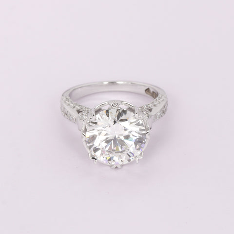 14K Lab Grown Diamond Round-Cut Pave Halo Cluster Ring