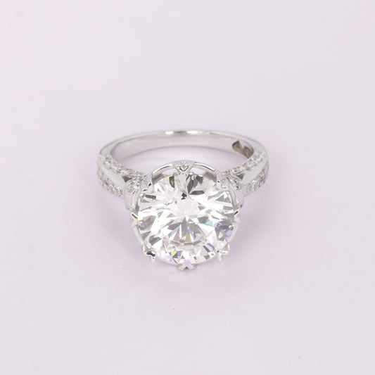 14K Lab Grown Diamond Round-Cut Pave Halo Cluster Ring