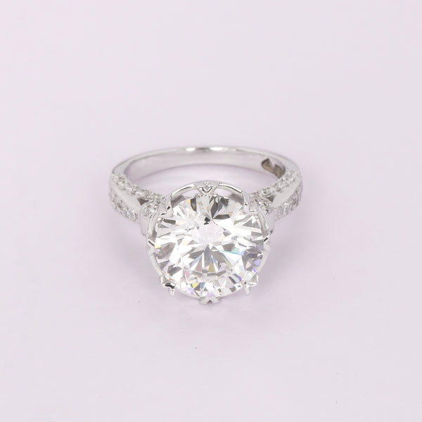 14K Lab Grown Diamond Round-Cut Pave Halo Cluster Ring