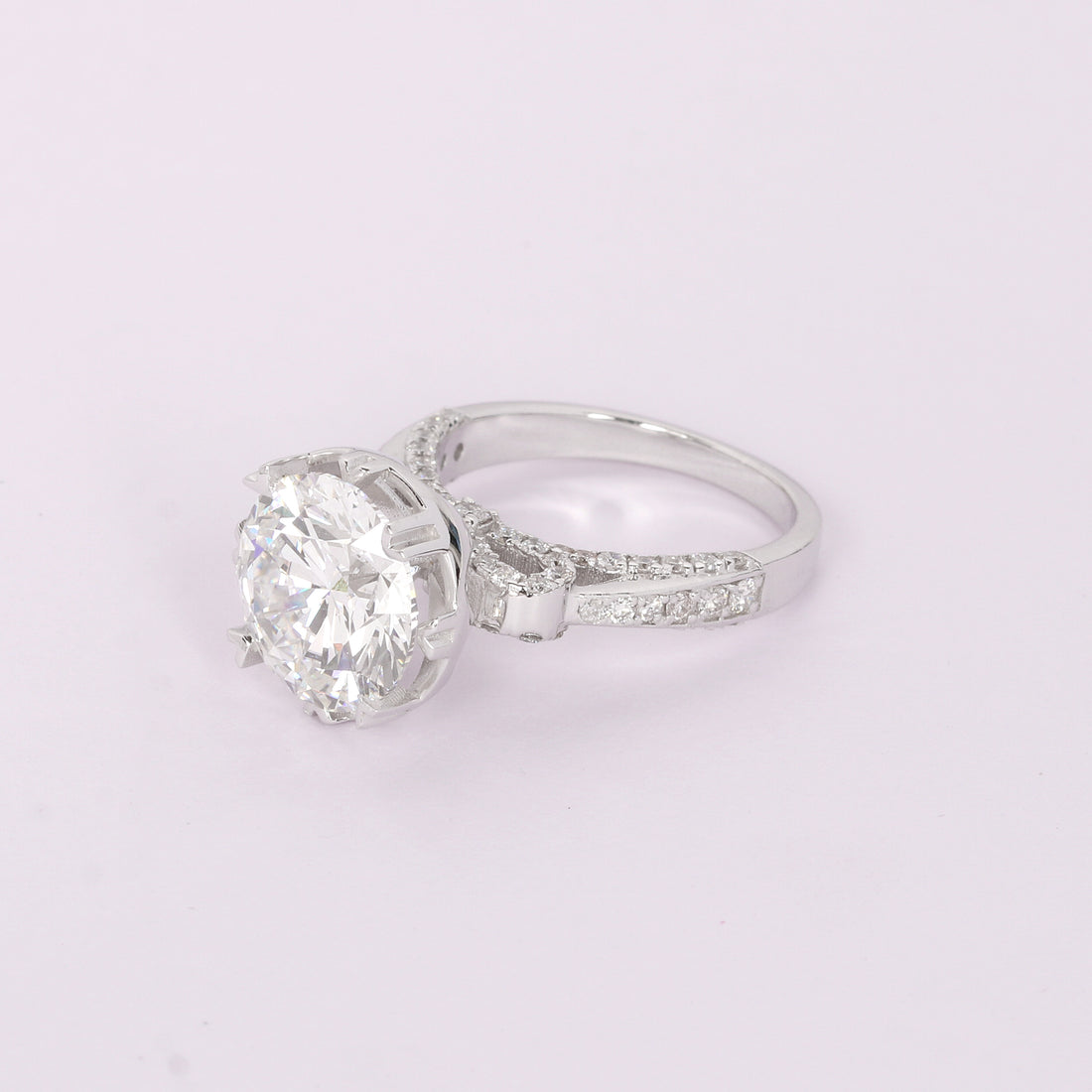 14K Lab Grown Diamond Round-Cut Pave Halo Cluster Ring