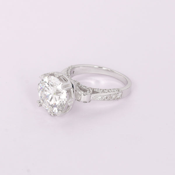 14K Lab Grown Diamond Round-Cut Pave Halo Cluster Ring