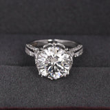 14K Lab Grown Diamond Round-Cut Pave Halo Cluster Ring