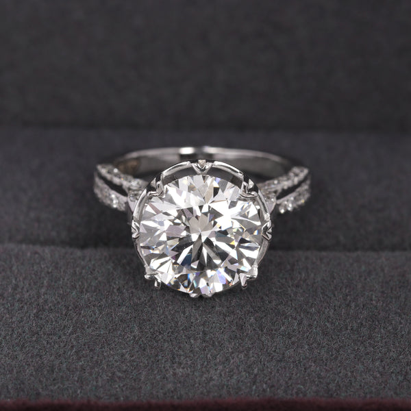 14K Lab Grown Diamond Round-Cut Pave Halo Cluster Ring