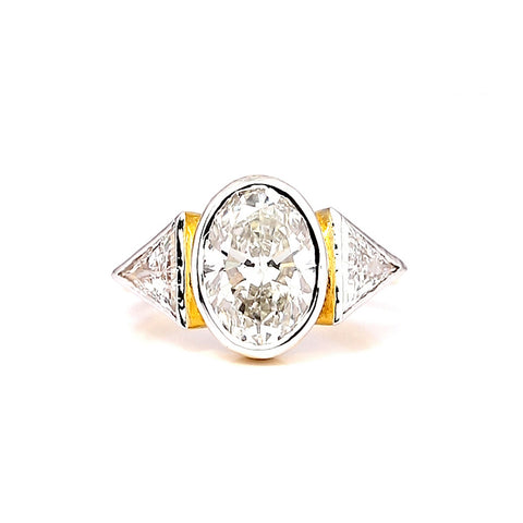 14K Lab Grown Diamond Oval Three-Stone Ring | IGI Certified