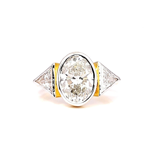 14K Lab Grown Diamond Oval Three-Stone Ring | IGI Certified