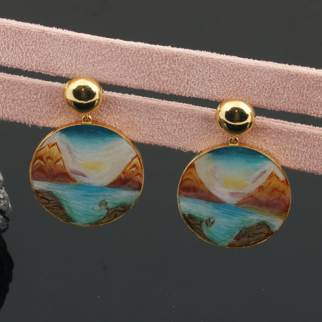 18K Lab-Created Black Onyx Pear Drop Earrings