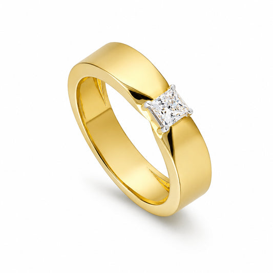 18K Solid Gold Plain Band Ring - Minimalist Stackable, BIS Hallmarked
