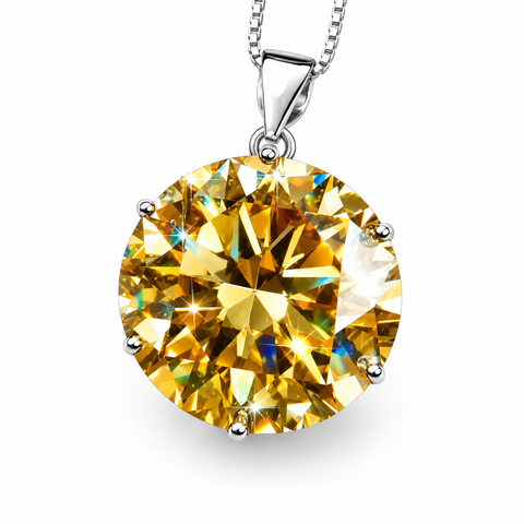 9.80 ct DEW Champagne Moissanite Pendant Gold Vermeil Cyber Monday Gift for Wife