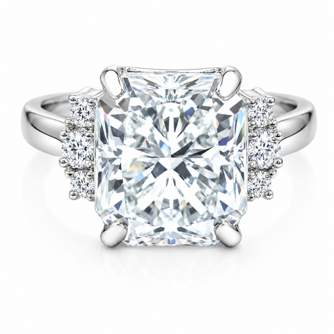 Certified 4.45ct VS1 Radiant White Moissanite Ring Fine Jewellery 18K Gold Plated