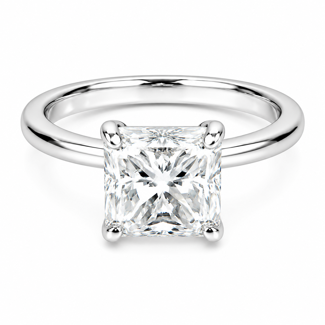 Certified 5.2ct VS1/Radiant Cut/White Moissanite Ring 18K Gold Plated