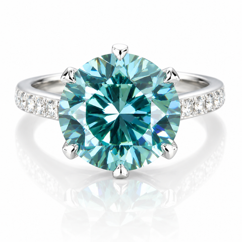 3.80ct VS1 Blue Moissanite Ring Certified Birthday Gift 18K Gold Plated
