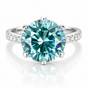 3.80ct VS1 Blue Moissanite Ring Certified Birthday Gift 18K Gold Plated