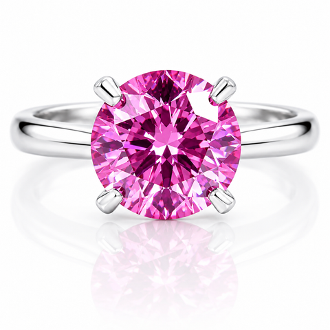 1.2ct Certified VVS1 Pink Moissanite Solitaire Ring For Women 18K Gold Plated Verme 18K Gold Plated