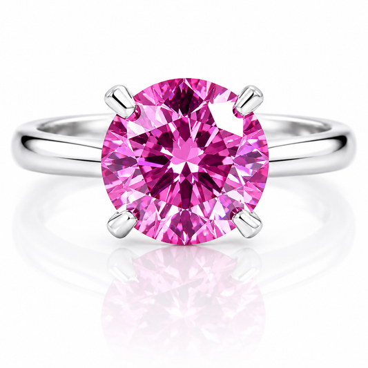 1.2ct Certified VVS1 Pink Moissanite Solitaire Ring For Women 18K Gold Plated Verme 18K Gold Plated