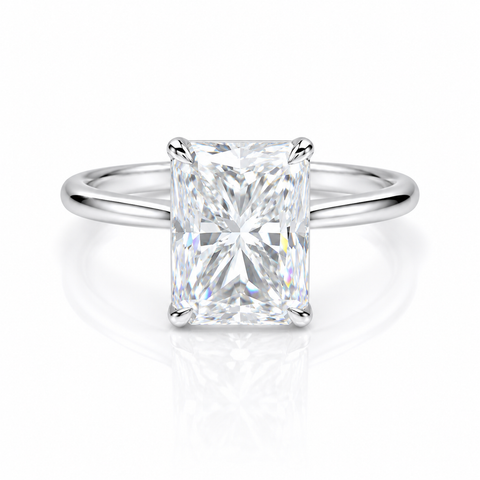 6.2ct DEW White Moissanite Radiant Solitaire Ring