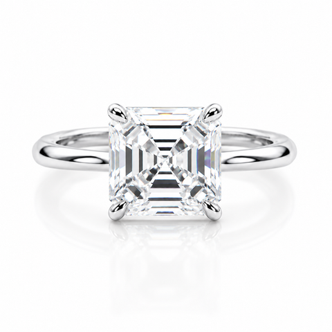 4.9ct DEW White Moissanite Asscher Solitaire Ring