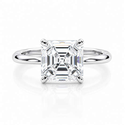 4.9ct DEW White Moissanite Asscher Solitaire Ring