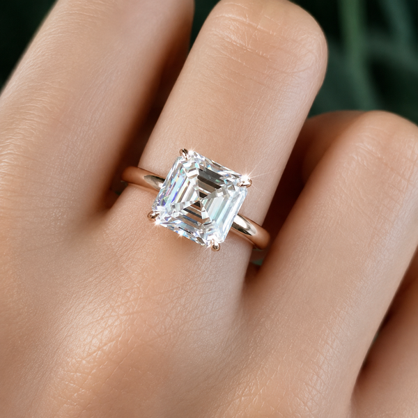4.9ct DEW White Moissanite Asscher Solitaire Ring