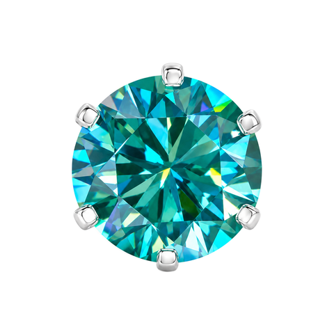 17.2ct DEW Blue Moissanite Round Solitaire Ring