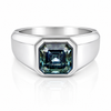 3.7ct DEW Grey Moissanite Asscher Solitaire Ring