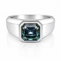3.7ct DEW Grey Moissanite Asscher Solitaire Ring