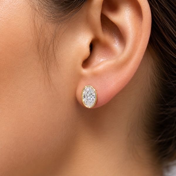 7.00ct DEW White Moissanite Round Stud Earrings