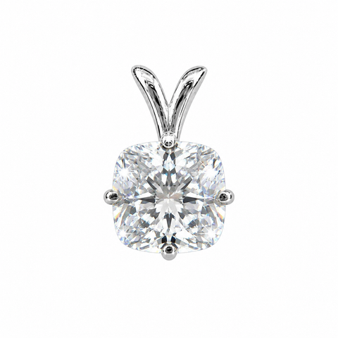 5.20 ct DEW Cushion Cut White Moissanite Solitaire Pendant Gold Vermeil Jewellery