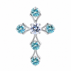 5.00 ct DEW Round Cut Blue & White Moissanite In Gold Vermeil Plus-Shape Necklace