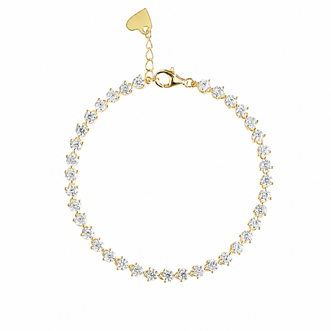 Valentine Special 3Ct Round IGI Natural Diamond Tennis Bracelet 14k Yellow Gold