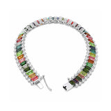 14K/18K Lab Grown Multi-Color Sapphire Bracelet – Emerald Cut, 15.9ct, BIS Hallmark Gold