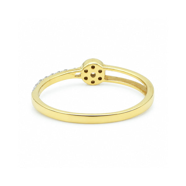 0.17 Ct. IGI Certified Natural Diamond 18k Yellow Gold Floral Design Ring