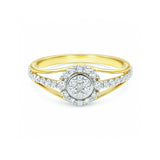0.41 Ct. IGI Natural Diamond Floral Halo Ring in 18K Yellow Gold for Women Gift