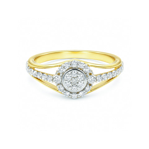 0.41 Ct. IGI Natural Diamond Floral Halo Ring in 18K Yellow Gold for Women Gift