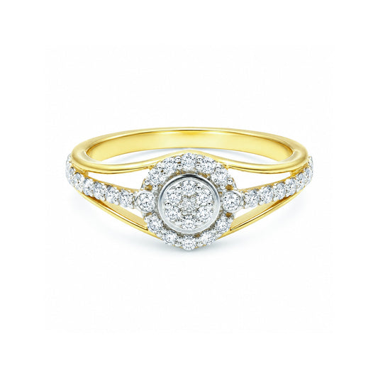 0.41 Ct. IGI Natural Diamond Floral Halo Ring in 18K Yellow Gold for Women Gift