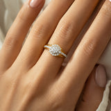0.41 Ct. IGI Natural Diamond Floral Halo Ring in 18K Yellow Gold for Women Gift