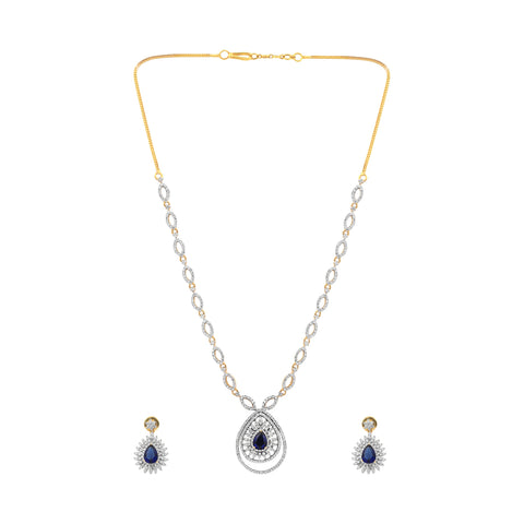 2.95 Ct. IGI Certified Natural Diamond Necklace Set 18K Yellow Gold Earrings