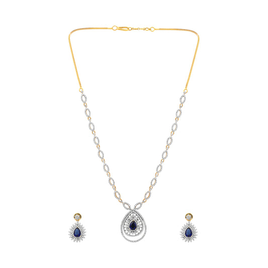 2.95 Ct. IGI Certified Natural Diamond Necklace Set 18K Yellow Gold Earrings