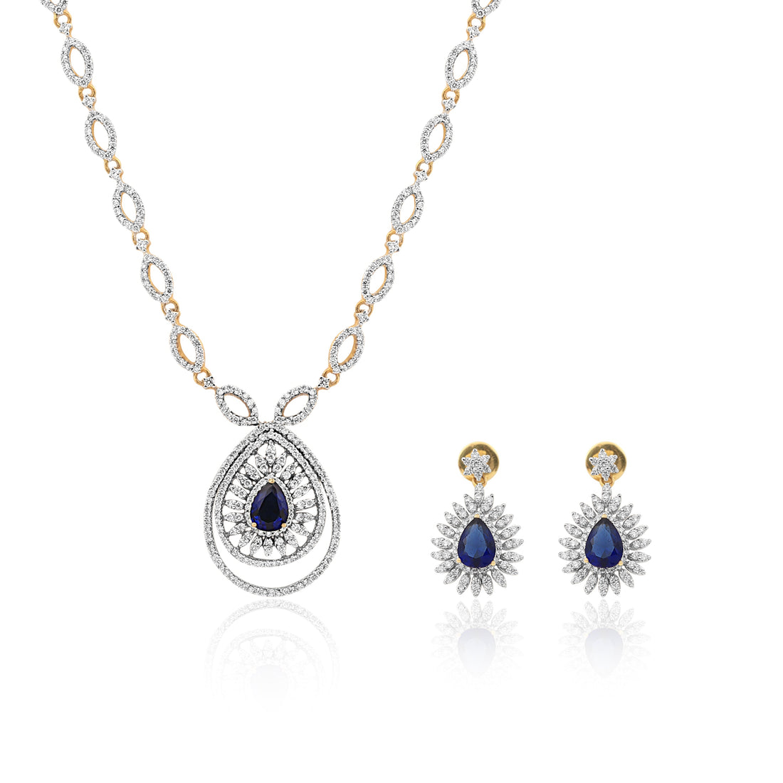 2.95 Ct. IGI Certified Natural Diamond Necklace Set 18K Yellow Gold Earrings
