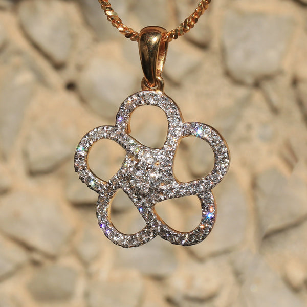 0.63 Ct Gold Diamond Pendant Necklace IGI Certified G-H VS Classic Style