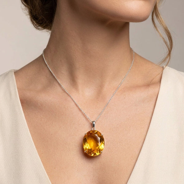 GEMHUB model-wearing (AI) Yellow Citrine Oval 65 Ct